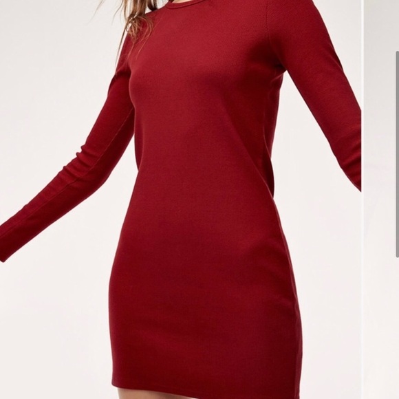 Aritzia Wilfred Free Louise Ribbed Midi Dress In Reddish Women XS - Picture 3 of 11